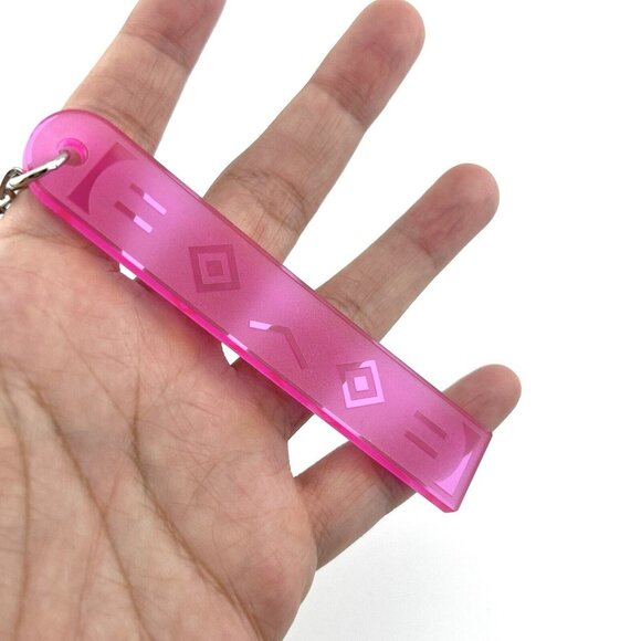 Kaomoji Keychain  - Porter Robinson Worlds - Face Emoji - Hand Made - Pink - Picture 1 of 4